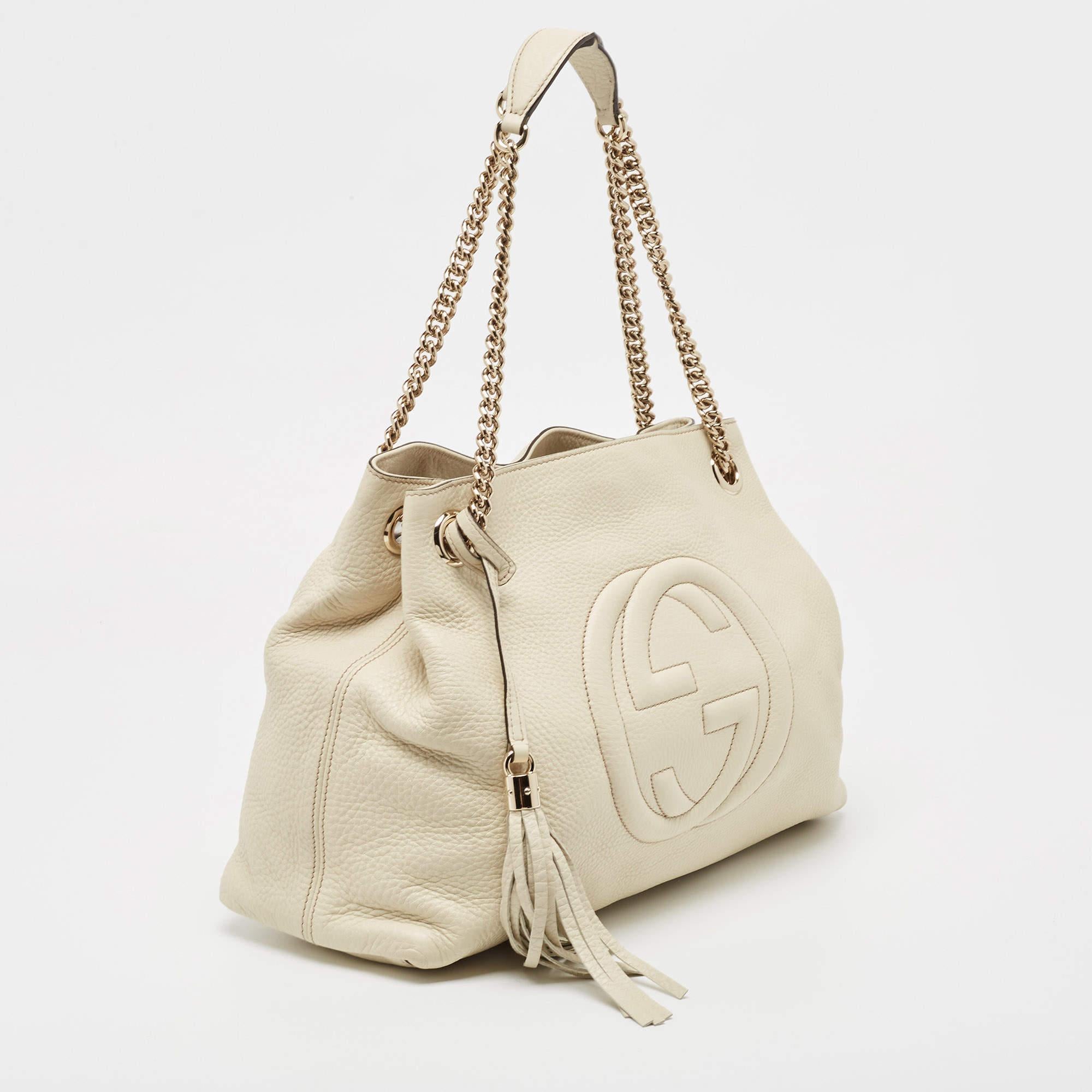 Women's Gucci White Leather Medium Chain Soho Shoulder Bag