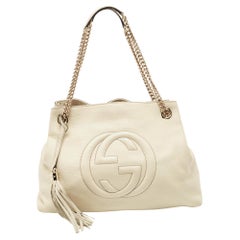 Gucci White Leather Medium Chain Soho Shoulder Bag