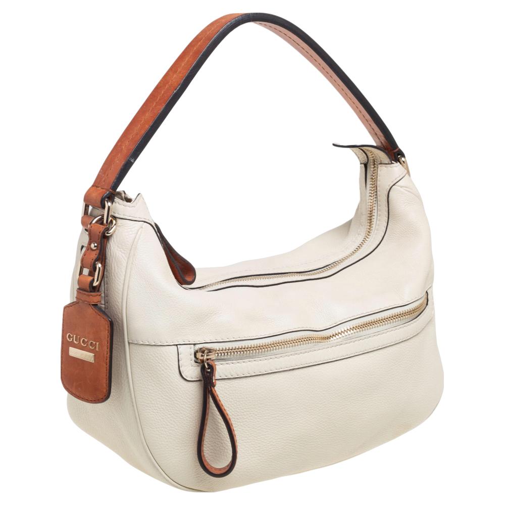 Gucci White Leather Medium Madison Hobo In Good Condition In Dubai, Al Qouz 2