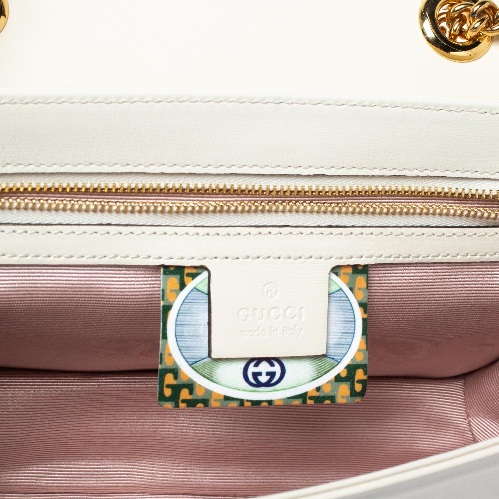 Gucci White Leather Medium Rajah Flap Shoulder Bag 5