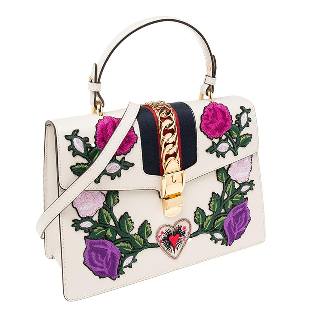 gucci sylvie embroidered bag