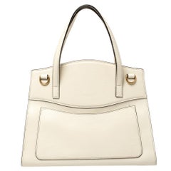 Gucci White Leather Medium Web Butterfly Linea Totem Tote