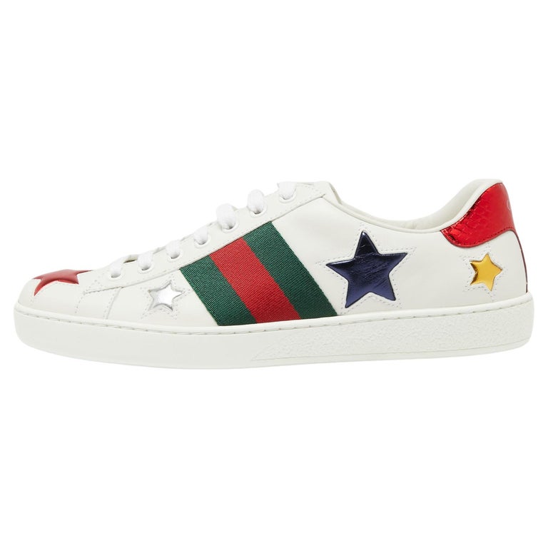 Gucci White Leather Metallic Stars Ace Low-Top Sneakers Size 39 at 1stDibs  | designer sneakers women