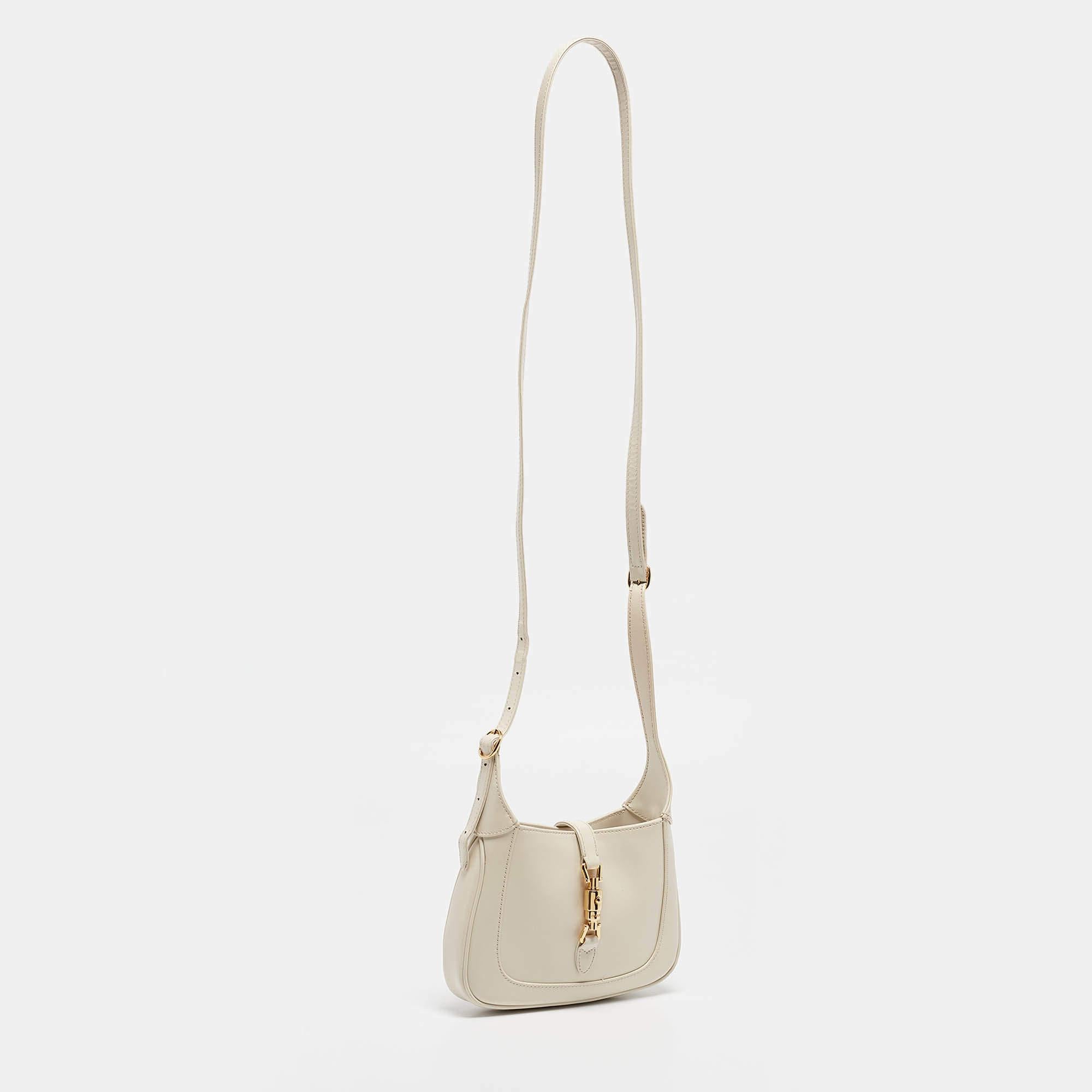 Gucci White Leather Mini 1961 Jackie Shoulder Bag In Good Condition In Dubai, Al Qouz 2
