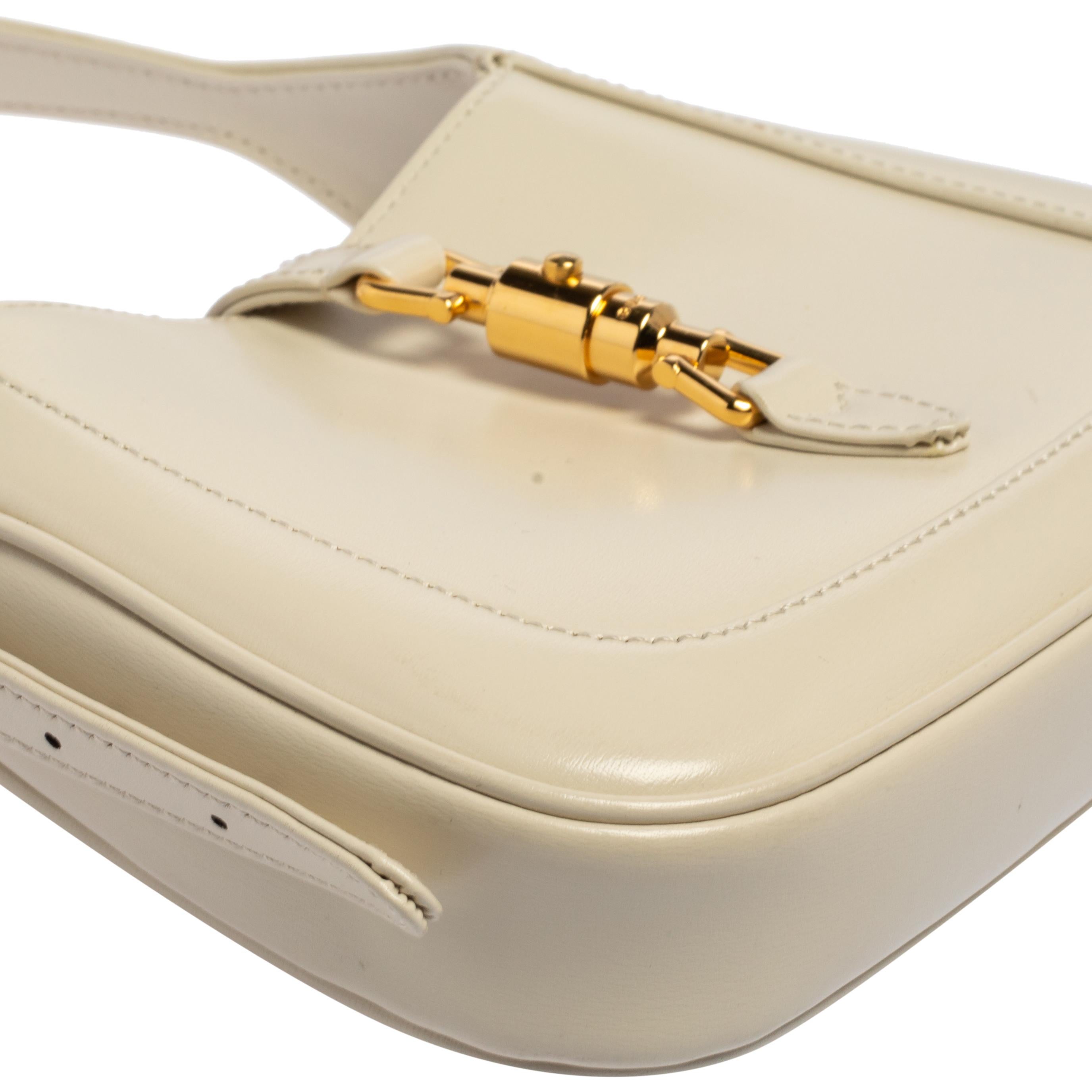 Gucci White Leather Mini Jackie 1961 Shoulder Bag In Excellent Condition In Dubai, Al Qouz 2
