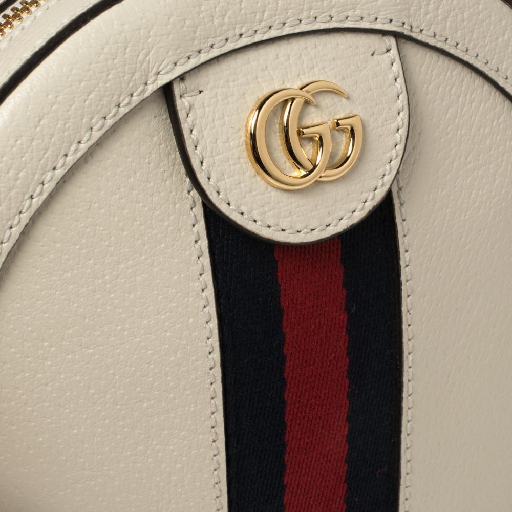 Gucci White Leather Mini Ophidia Round Shoulder Bag 6