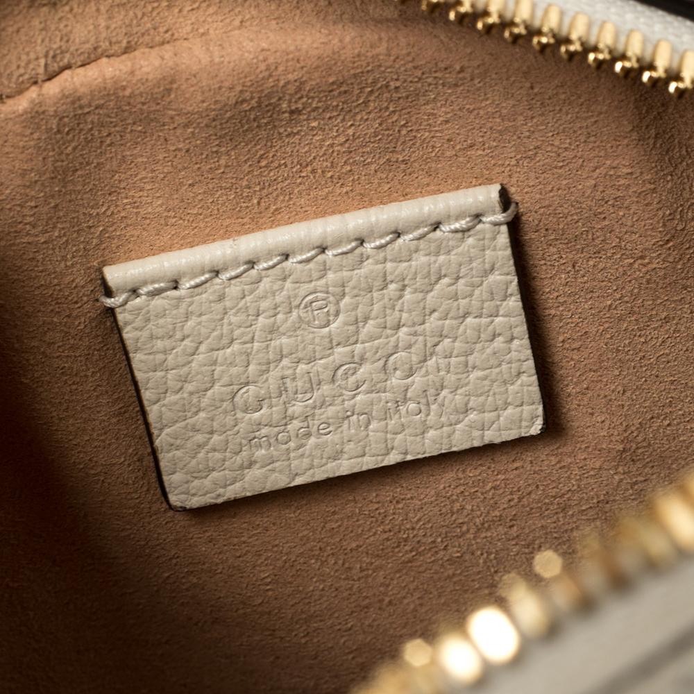 Gucci White Leather Mini Ophidia Round Shoulder Bag In Good Condition In Dubai, Al Qouz 2