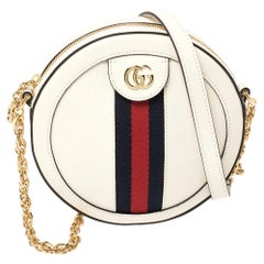 Gucci White Leather Mini Ophidia Round Shoulder Bag