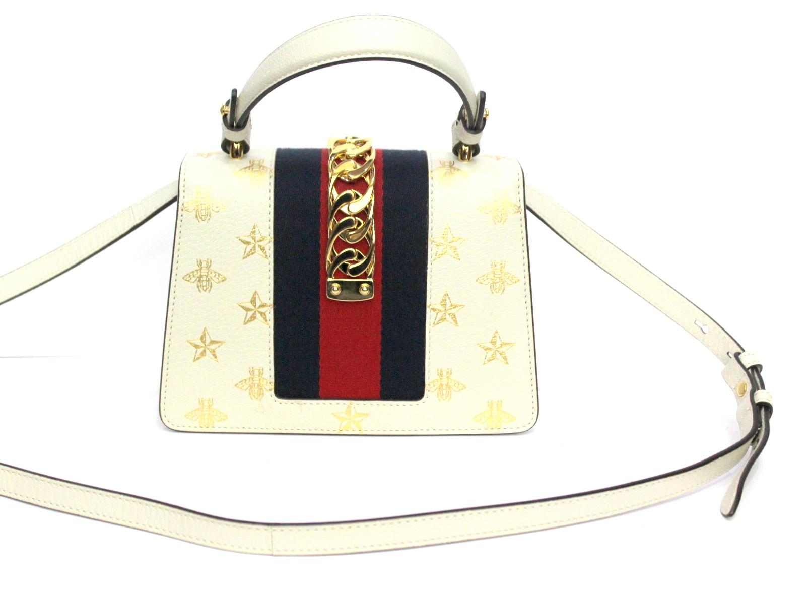 Gucci White Leather Mini Sylvie Bee Star Gucci Bag In New Condition In Torre Del Greco, IT