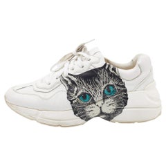 Gucci Mystic Cat Rhyton Low Top Turnschuhe aus weißem Leder Größe 37