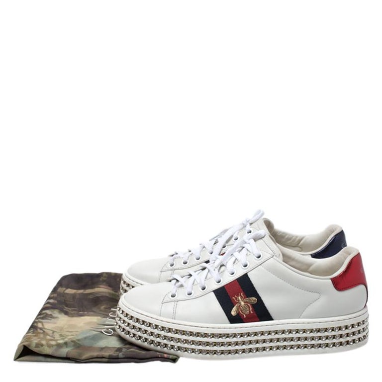 gucci ace embellished leather sneakers