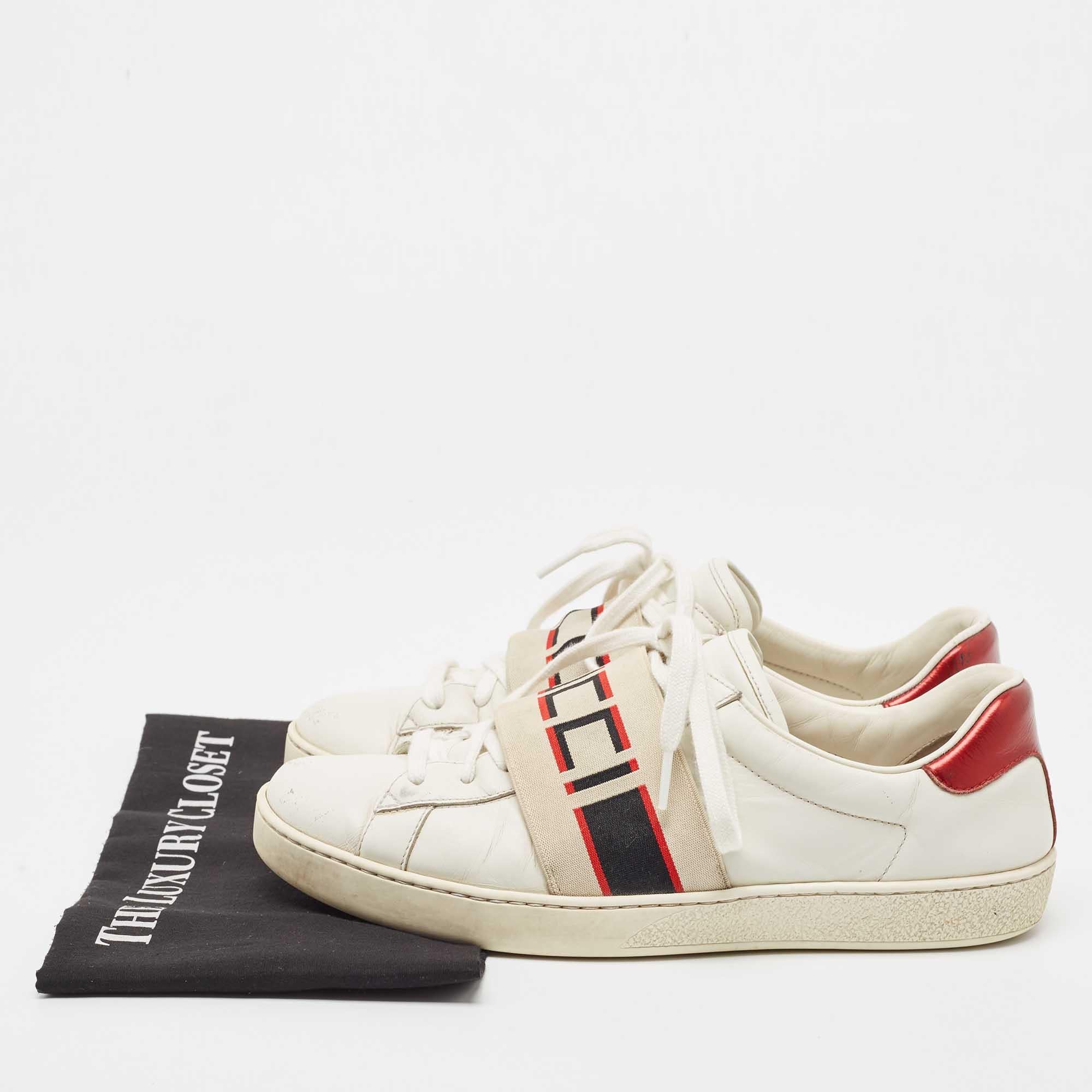 Gucci White Leather New Ace Low Top Sneakers Size 42 For Sale 4