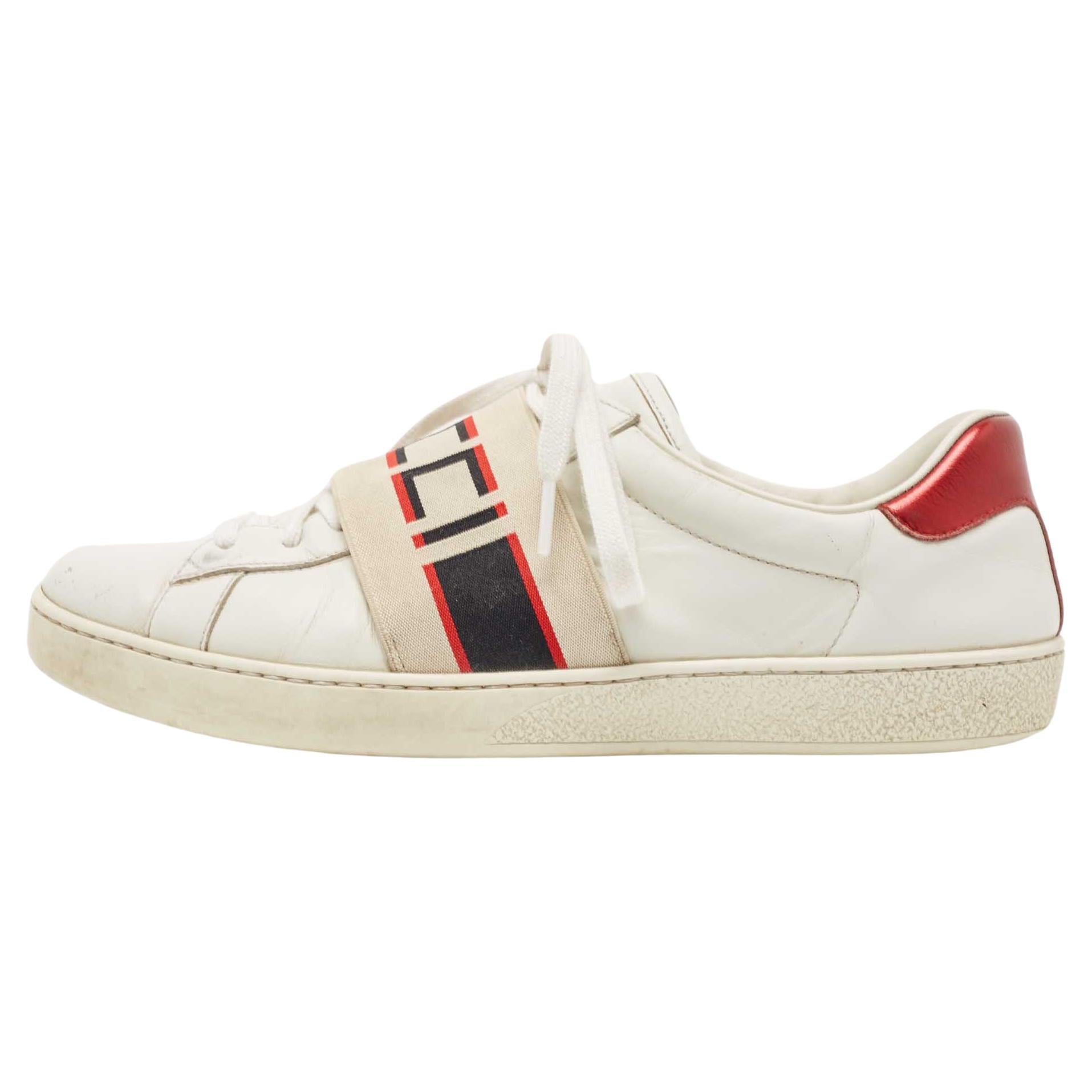 Gucci White Leather New Ace Low Top Sneakers Size 42 For Sale