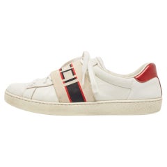 Used Gucci White Leather New Ace Low Top Sneakers Size 42