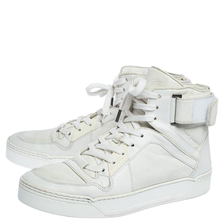 Gucci White Leather New Basketball High Top Sneakers Size 42.5 For Sale at  1stDibs