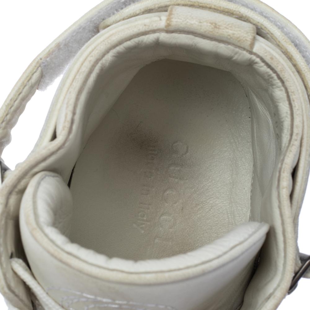 Gucci White Leather New Basketball High Top Sneakers Size 42.5 In Fair Condition In Dubai, Al Qouz 2