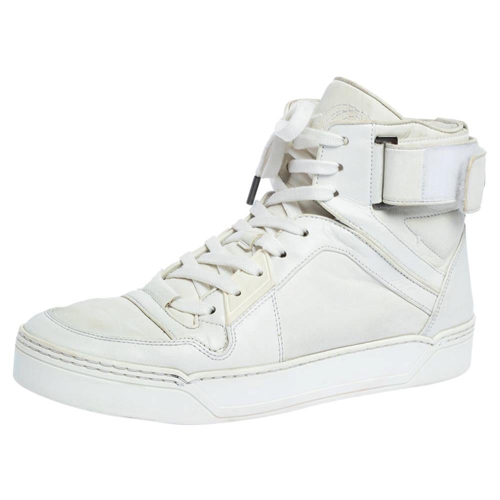 Gucci White Leather New Basketball High Top Sneakers Size 42.5