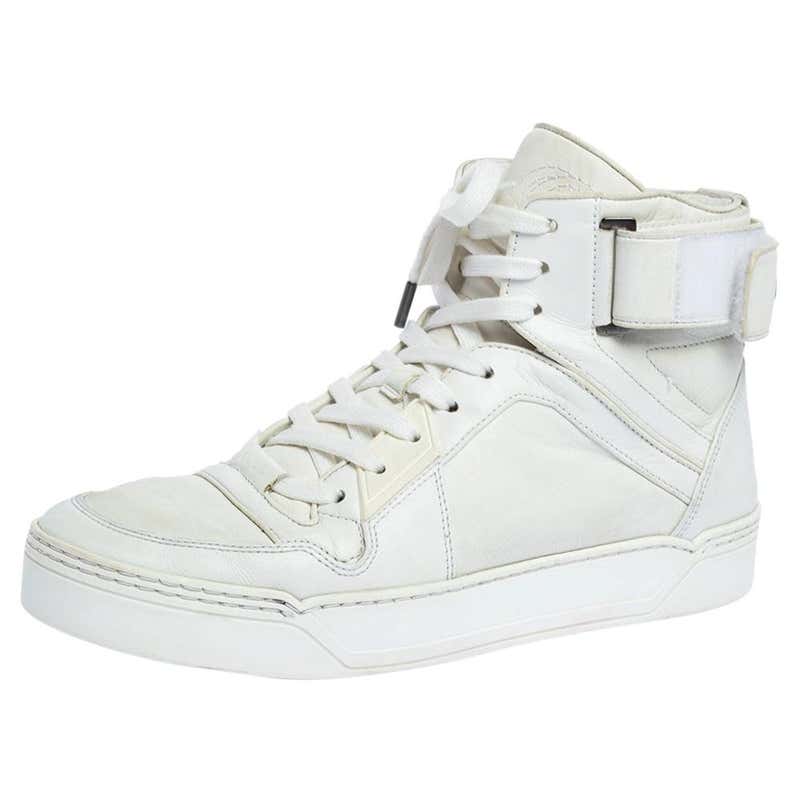 Gucci White Micro Guccissima Leather Web Detail Sneakers Size 42.5 For ...