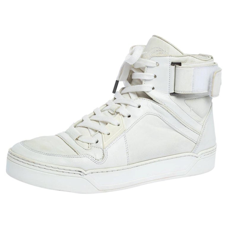 Gucci White Leather New Basketball High Sneakers Size 42.5 For Sale at 1stDibs | gucci high top sneakers, gucci high tops white, gucci basket high top