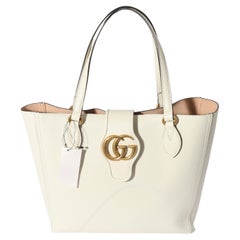 Gucci White Leather New Sakai Small Dahlia Tote