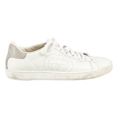Gucci White Leather Perforated GG Logo Trainers Size IT 38