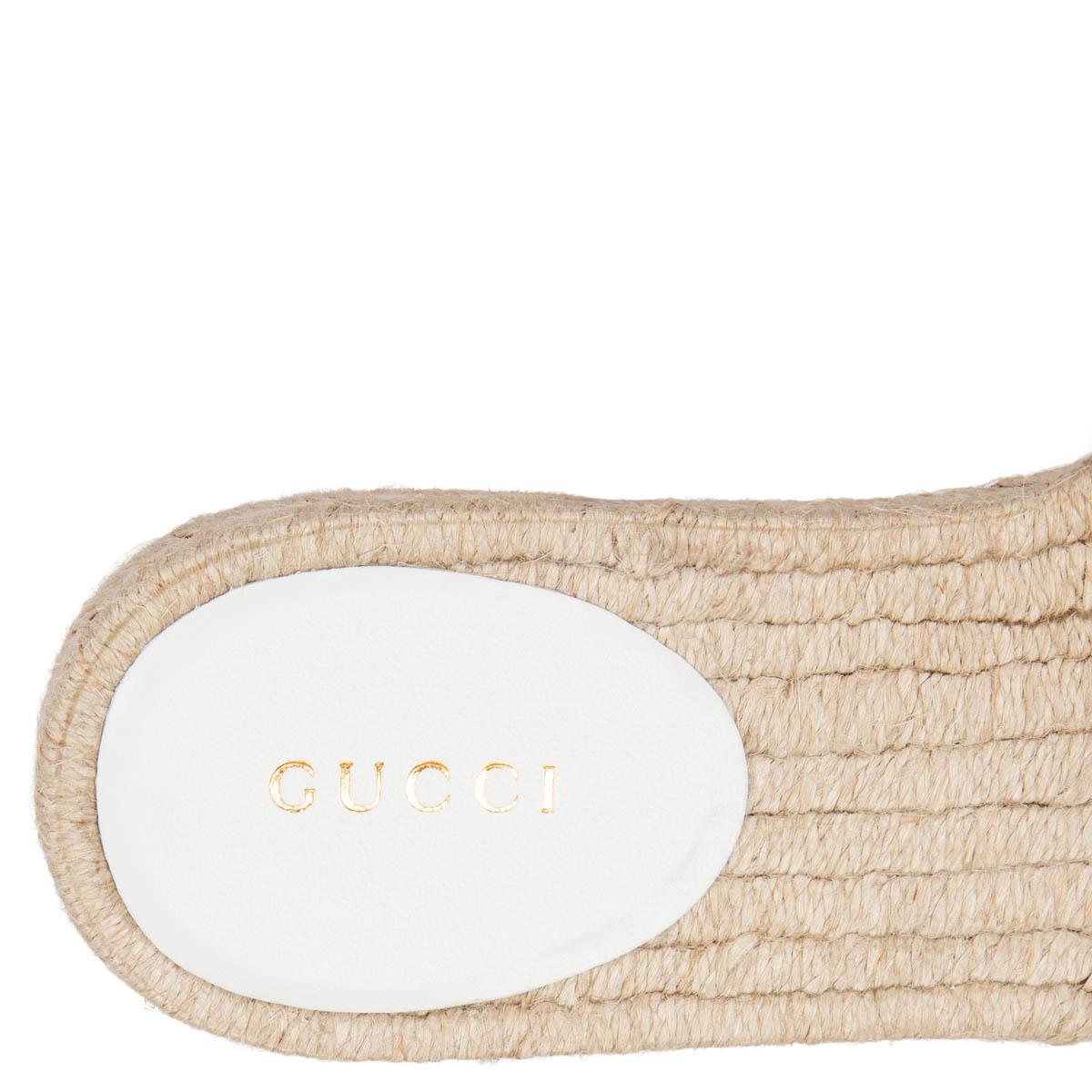 White GUCCI white leather PILAR GG MATELASSE Espadrille Slides Sandals Shoes 37
