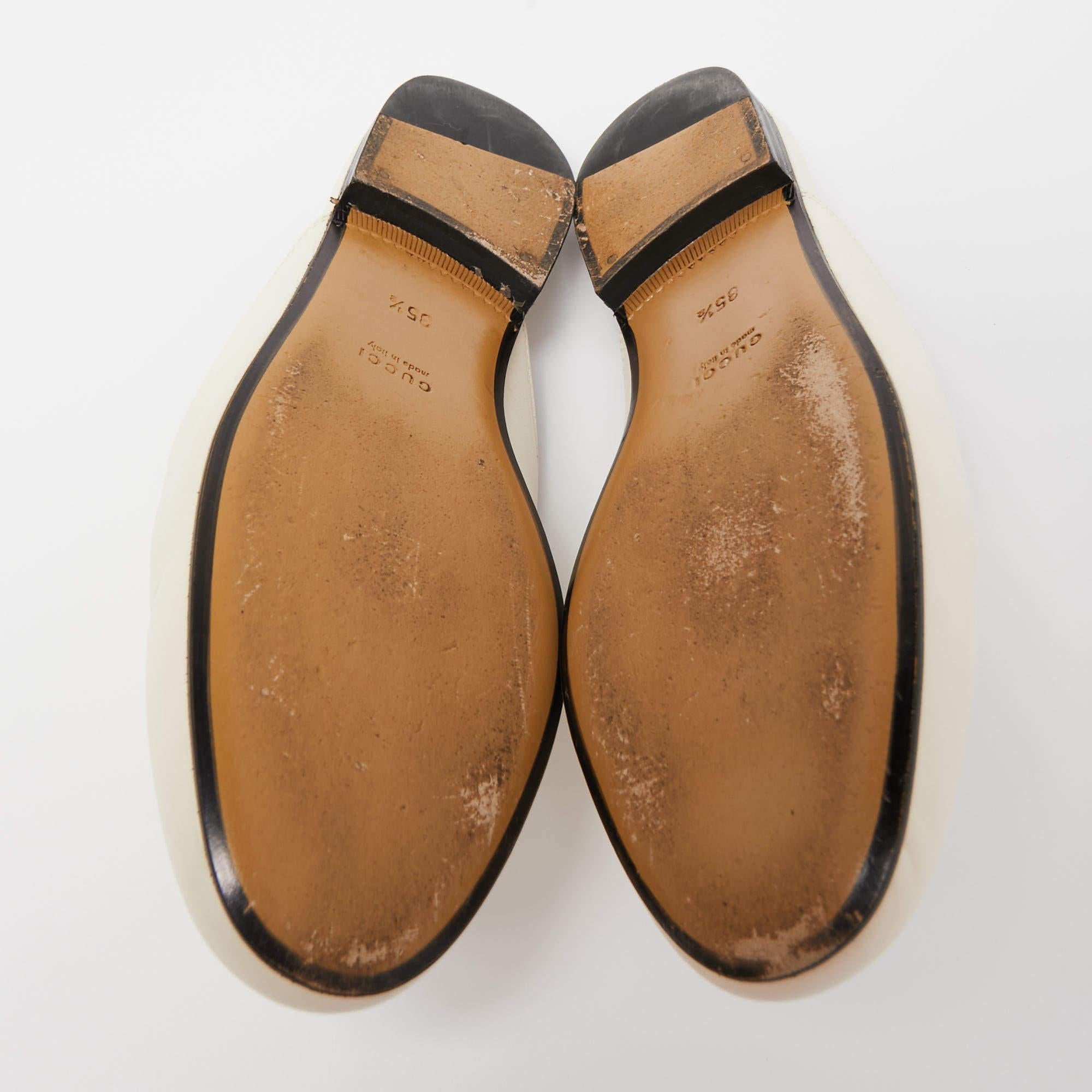Women's Gucci White Leather Princetown Horsebit Mule Sandals Size 35.5