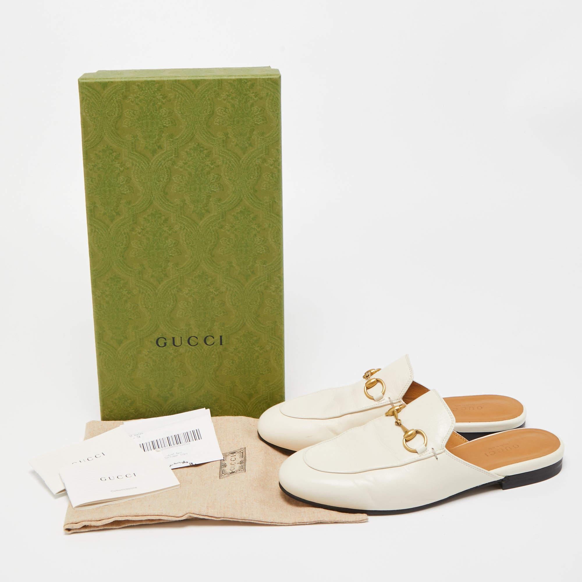 Gucci White Leather Princetown Horsebit Mule Sandals Size 35.5 3