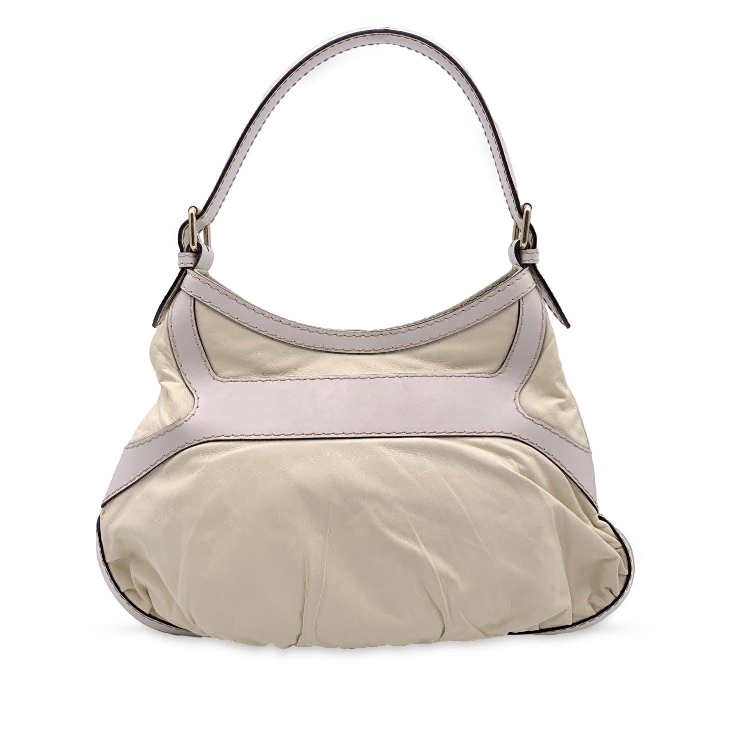 Gucci White Leather Queen Hobo Shoulder Bag In Good Condition For Sale In Rome, Rome