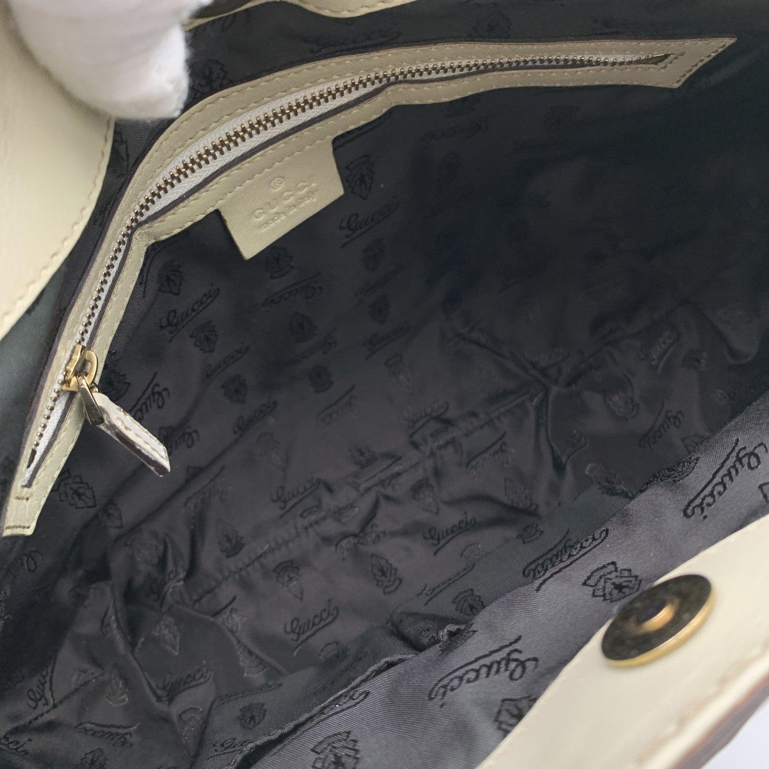 Gucci White Leather Queen Hobo Shoulder Bag For Sale 1