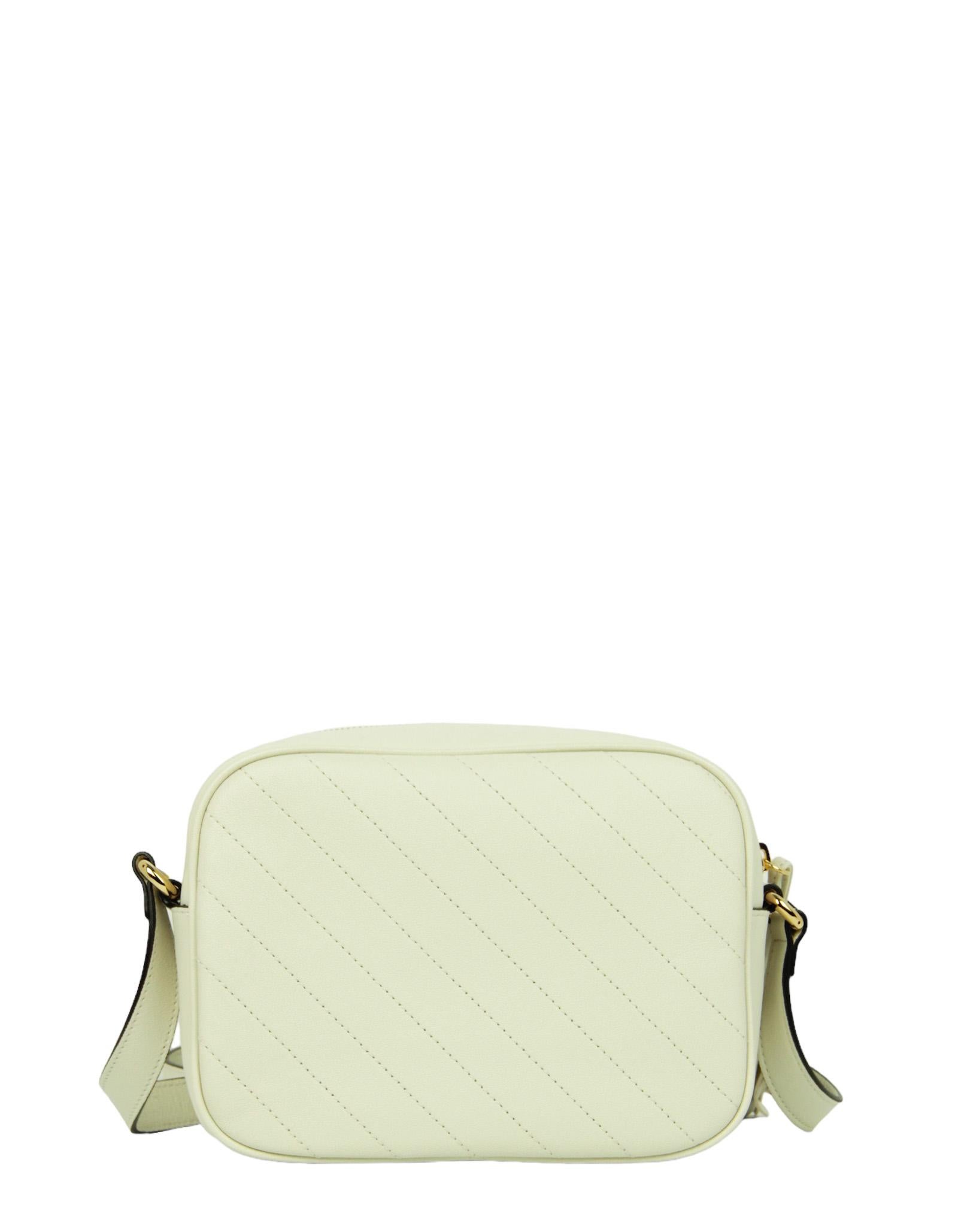 Gucci White Leather Small GG Logo Blondie Crossbody Bag In New Condition For Sale In New York, NY