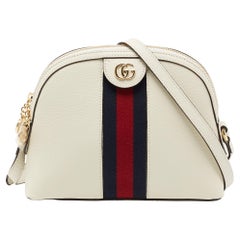 Gucci White Leather Small Ophidia Shoulder Bag