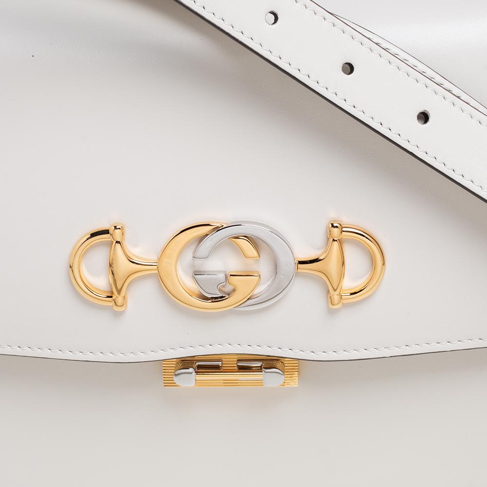 Gucci White Leather Small Zumi Shoulder Bag 3