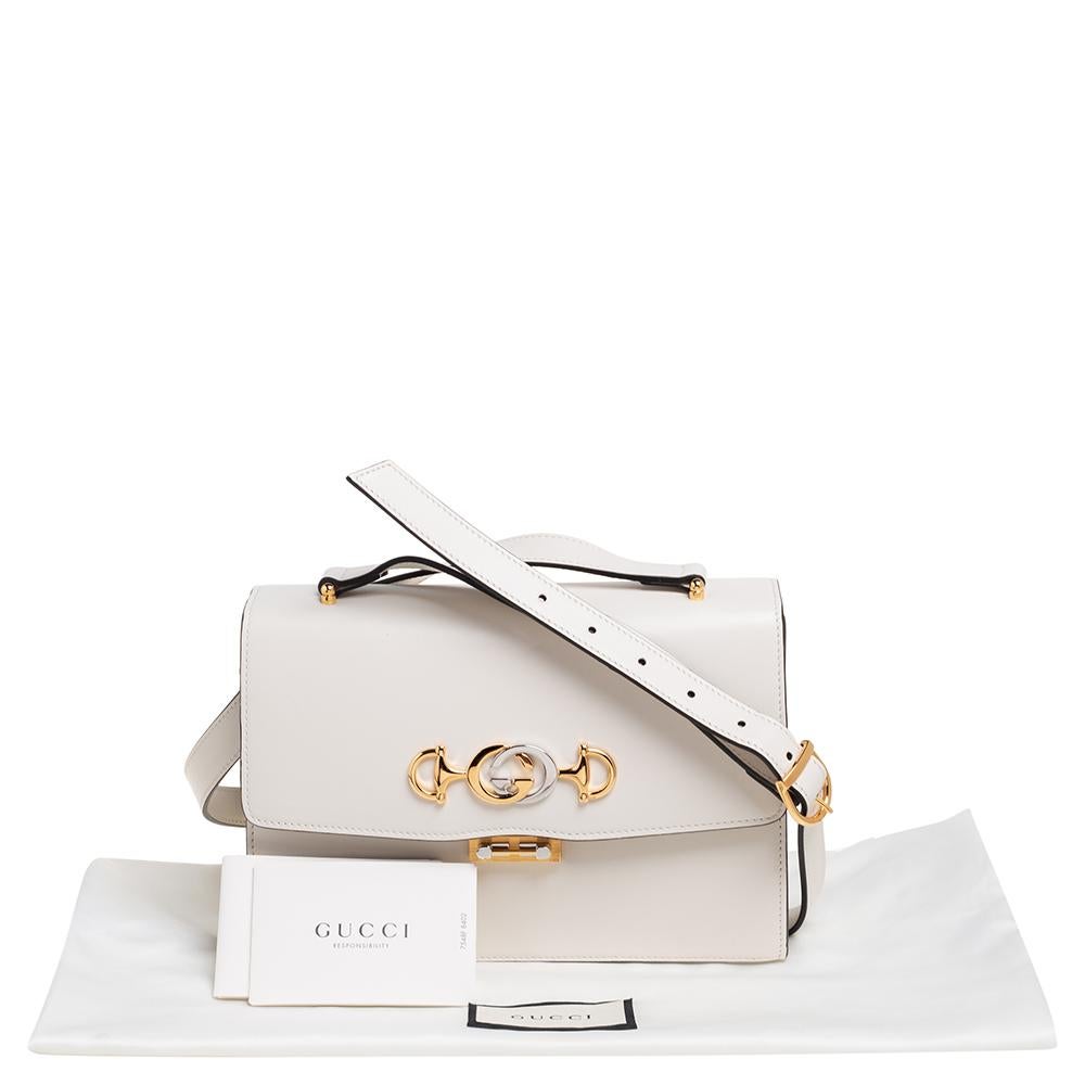 Gucci White Leather Small Zumi Shoulder Bag 6