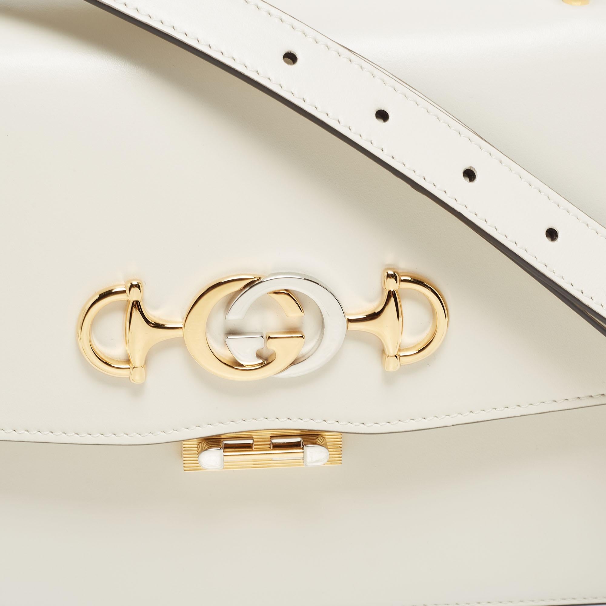 Gucci White Leather Small Zumi Shoulder Bag 3