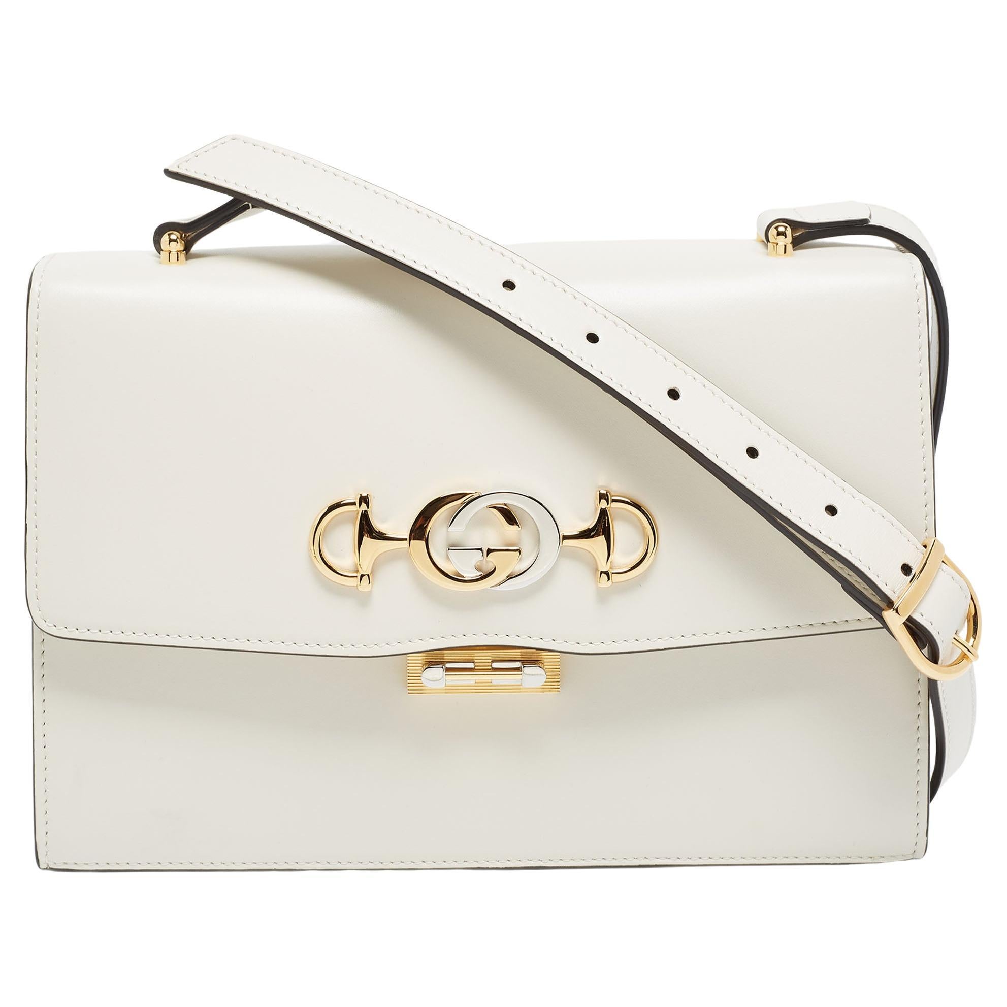 Gucci White Leather Small Zumi Shoulder Bag at 1stDibs