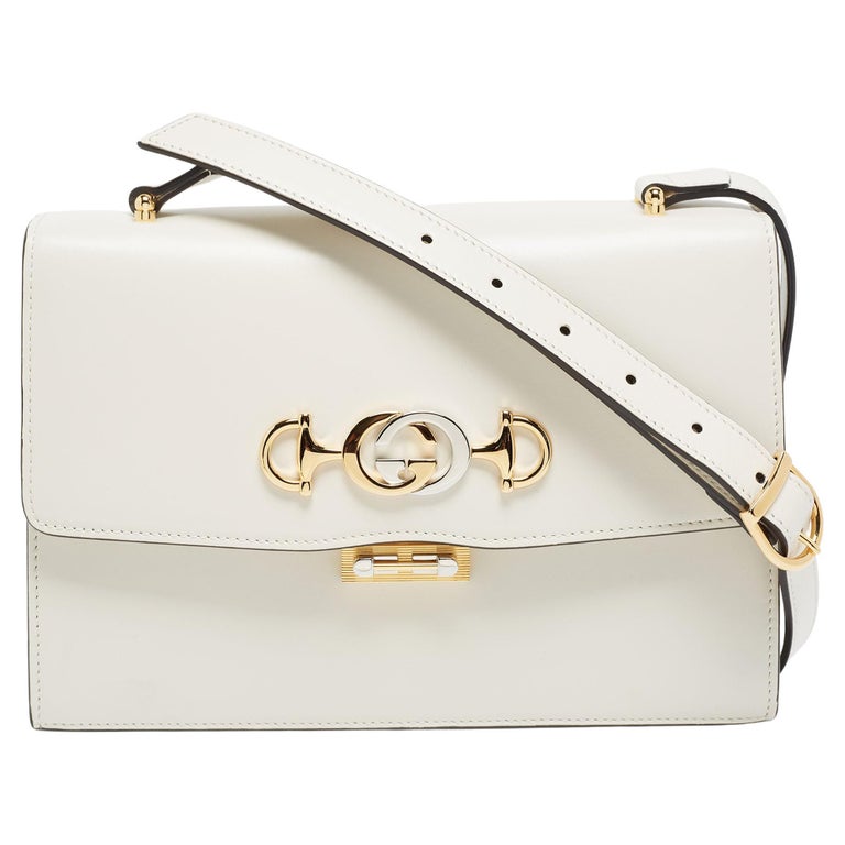 Gucci White Leather Small Zumi Shoulder Bag For Sale at 1stDibs