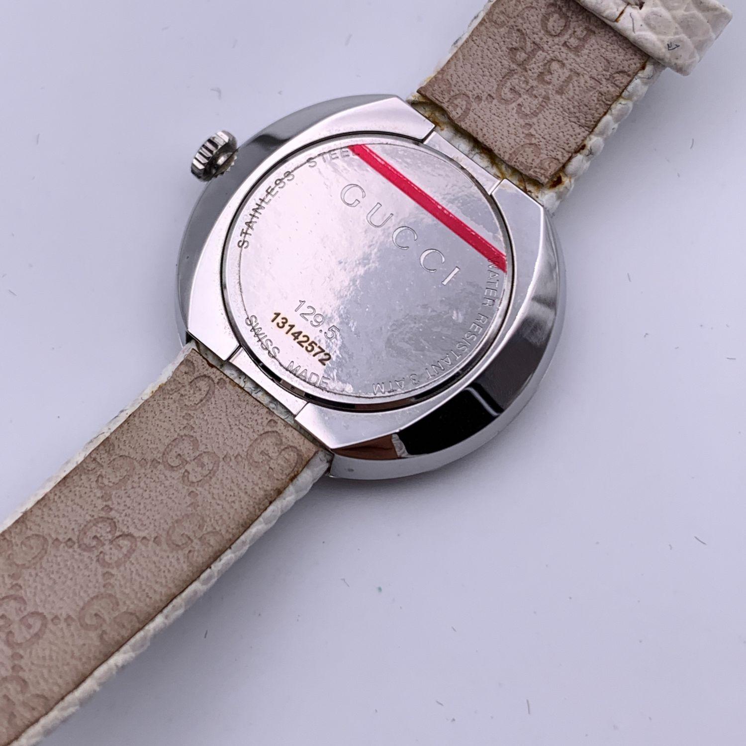 Women's Gucci White Leather Stainless Steel 129.5 Quartz Wrist Watch