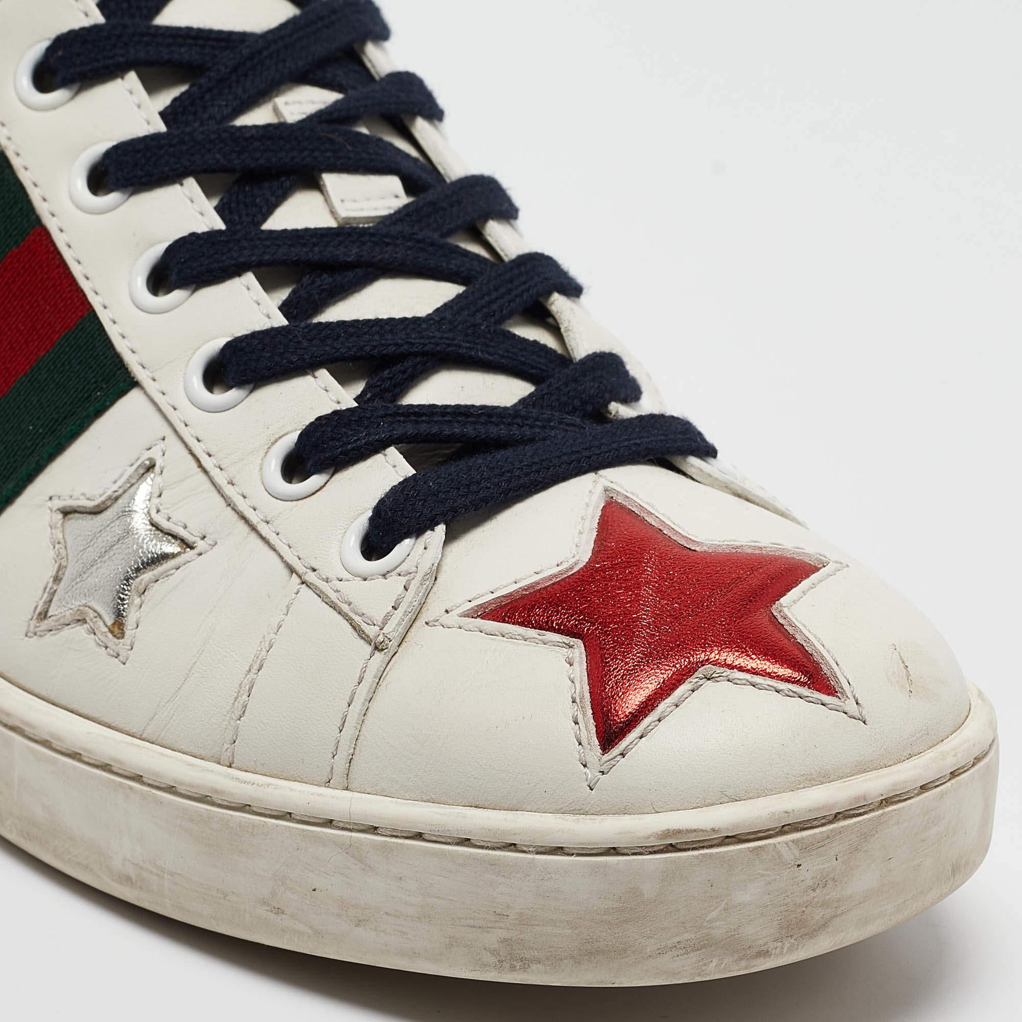 Gucci White Leather Star Ace Sneakers Size 38 3