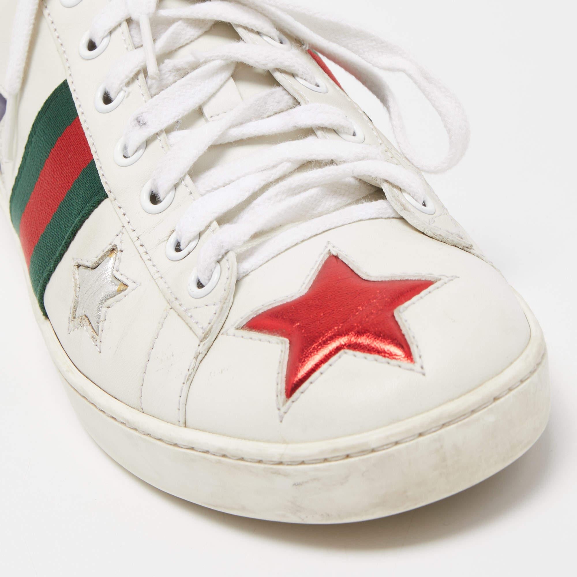 Gucci White Leather Star Ace Sneakers Size 38.5 2