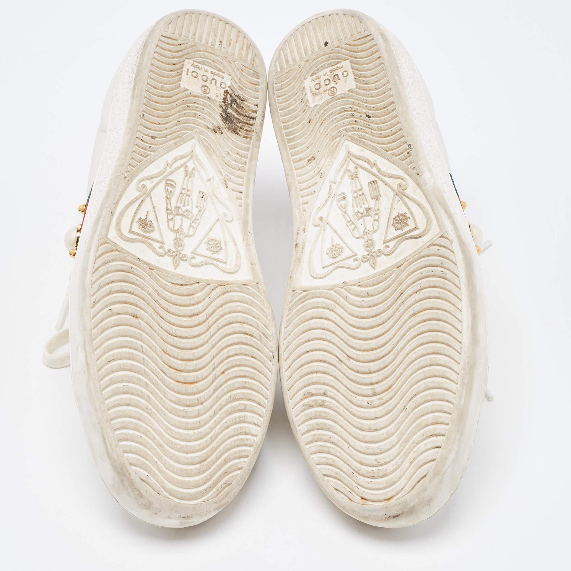 Gucci White Leather Studded and Spiked Ace Sneakers Size 36 For Sale 1