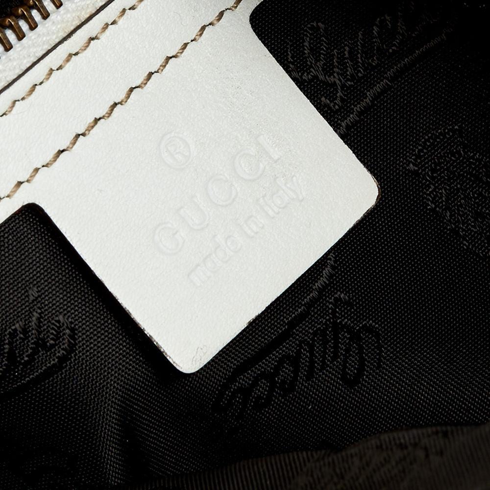 Gucci White Leather Studded Babouska Heart Hobo 5
