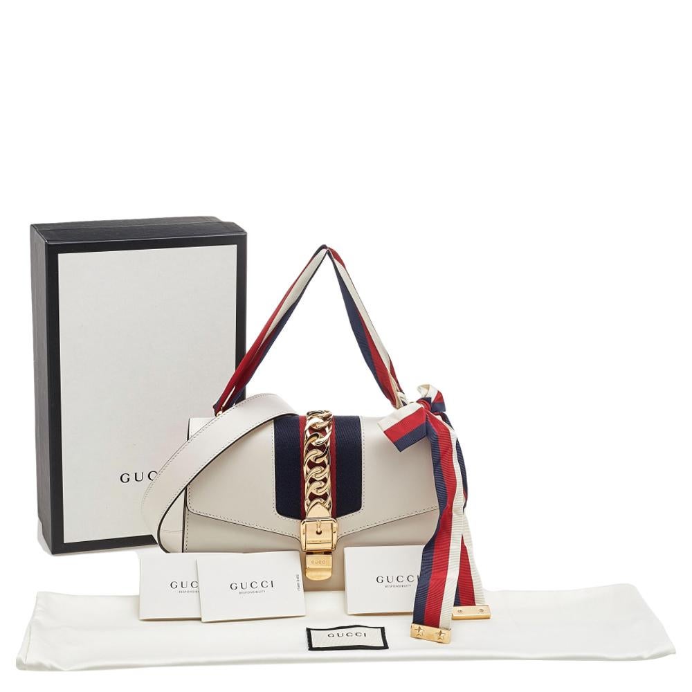 Gucci White Leather Sylvie Small Shoulder Bag 5