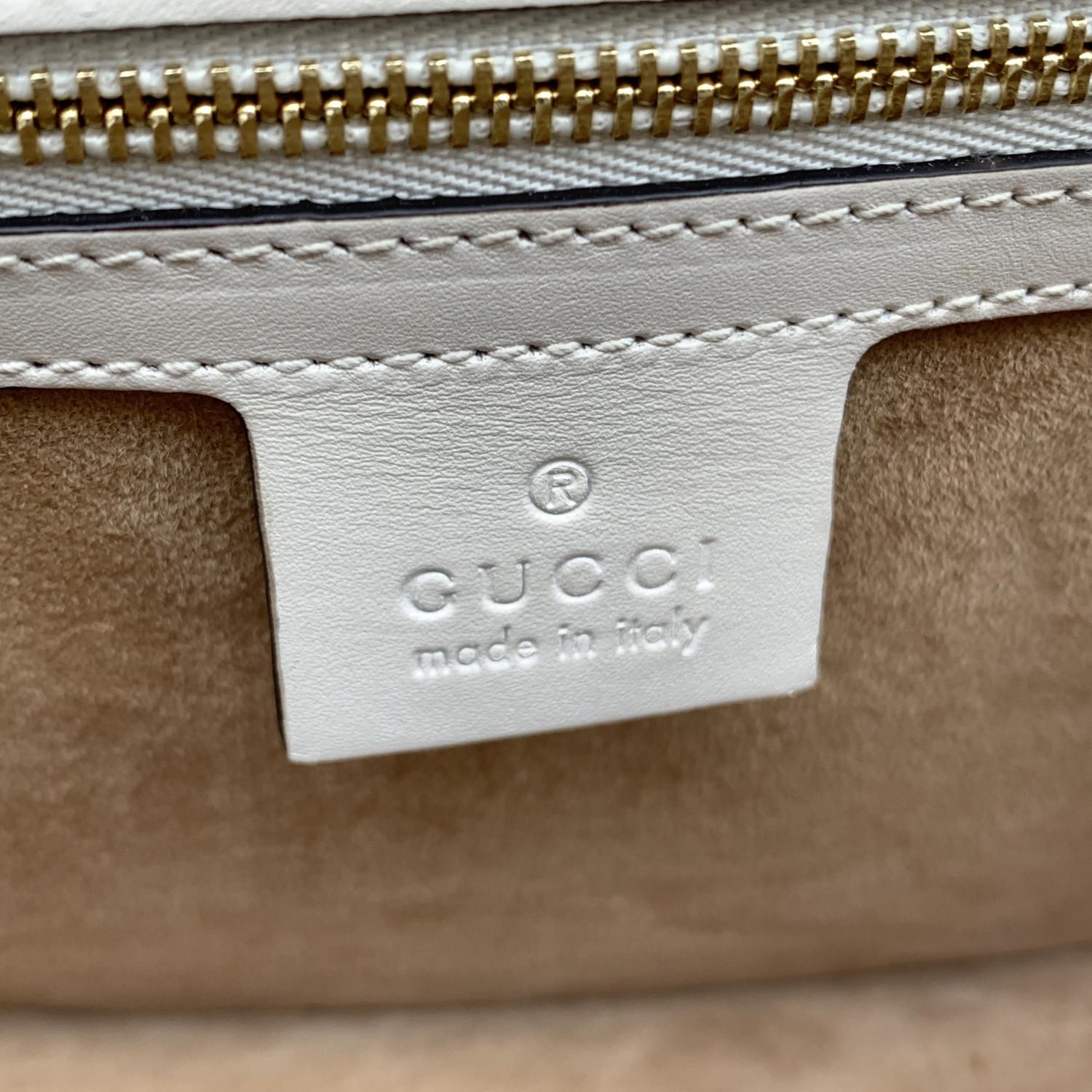 Gucci White Leather Sylvie Small Signature Web Shoulder Bag 6