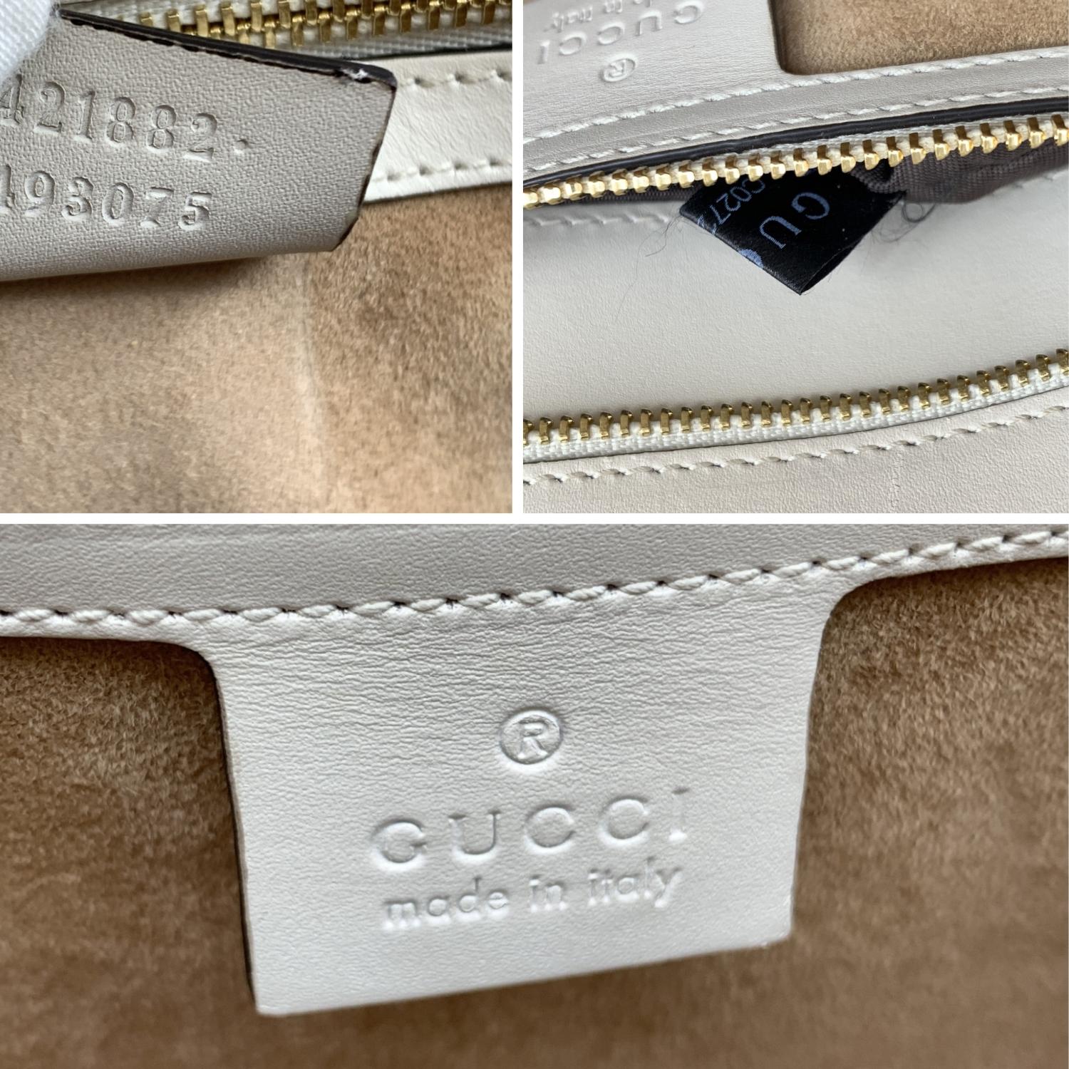 Women's Gucci White Leather Sylvie Small Signature Web Shoulder Bag