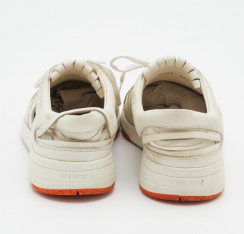 Gucci White Leather Tassel Low Top Sneakers Size 36.5 For Sale 2