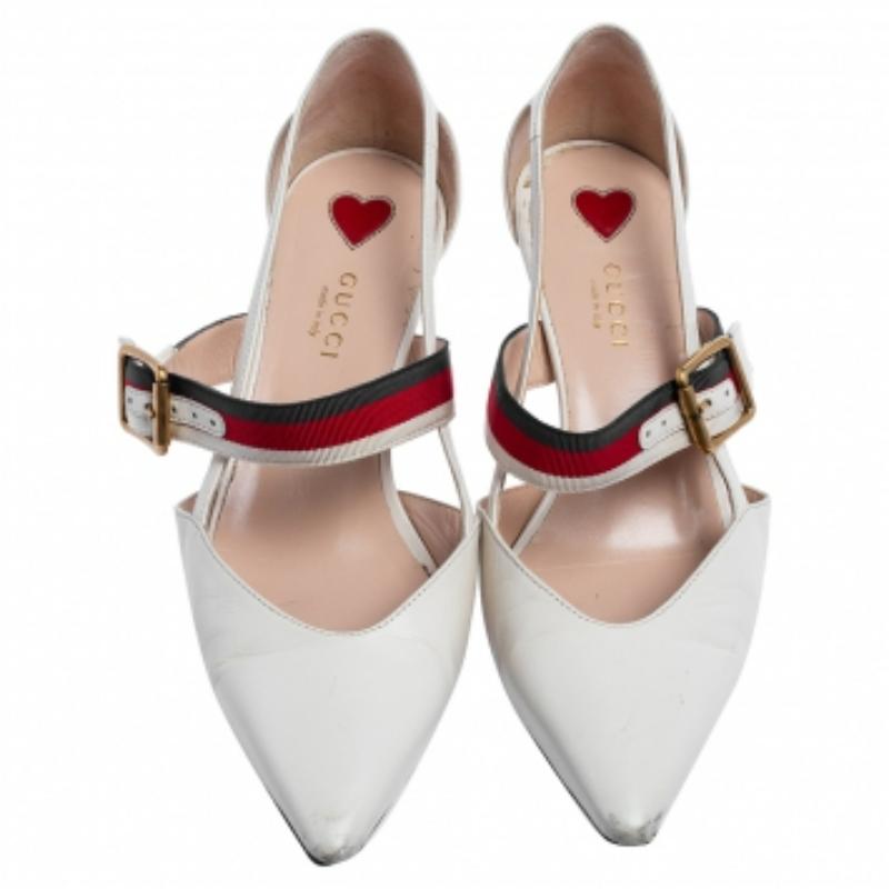Women's Gucci White Leather Unia Pumps Size 37