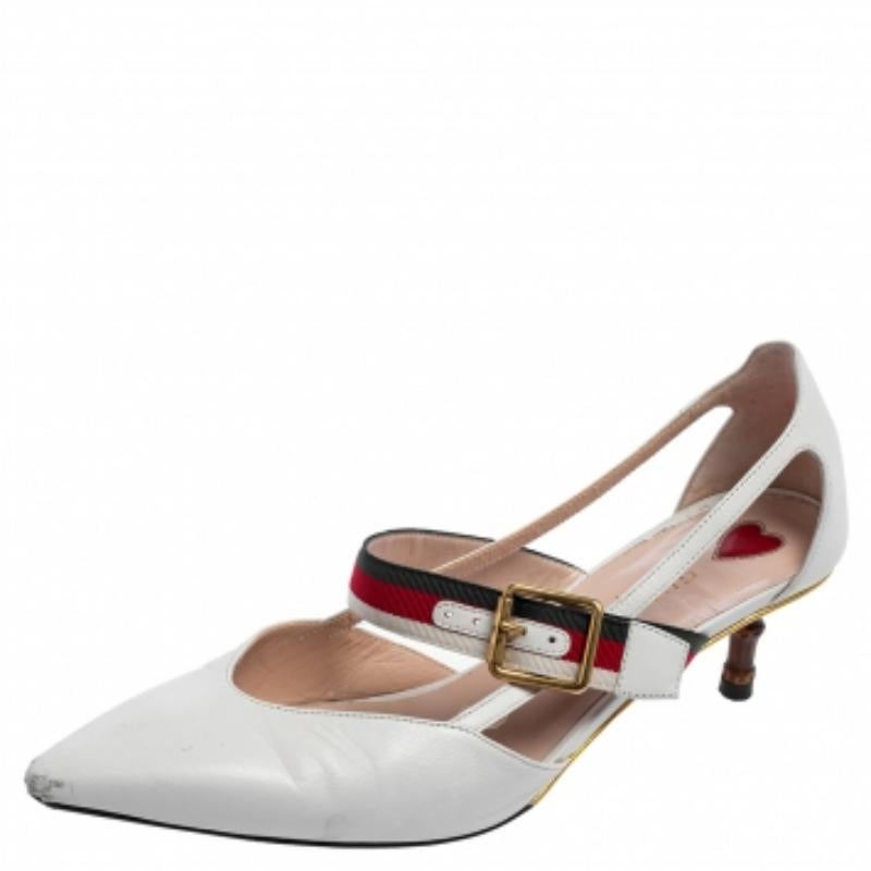 Gucci White Leather Unia Pumps Size 37 3