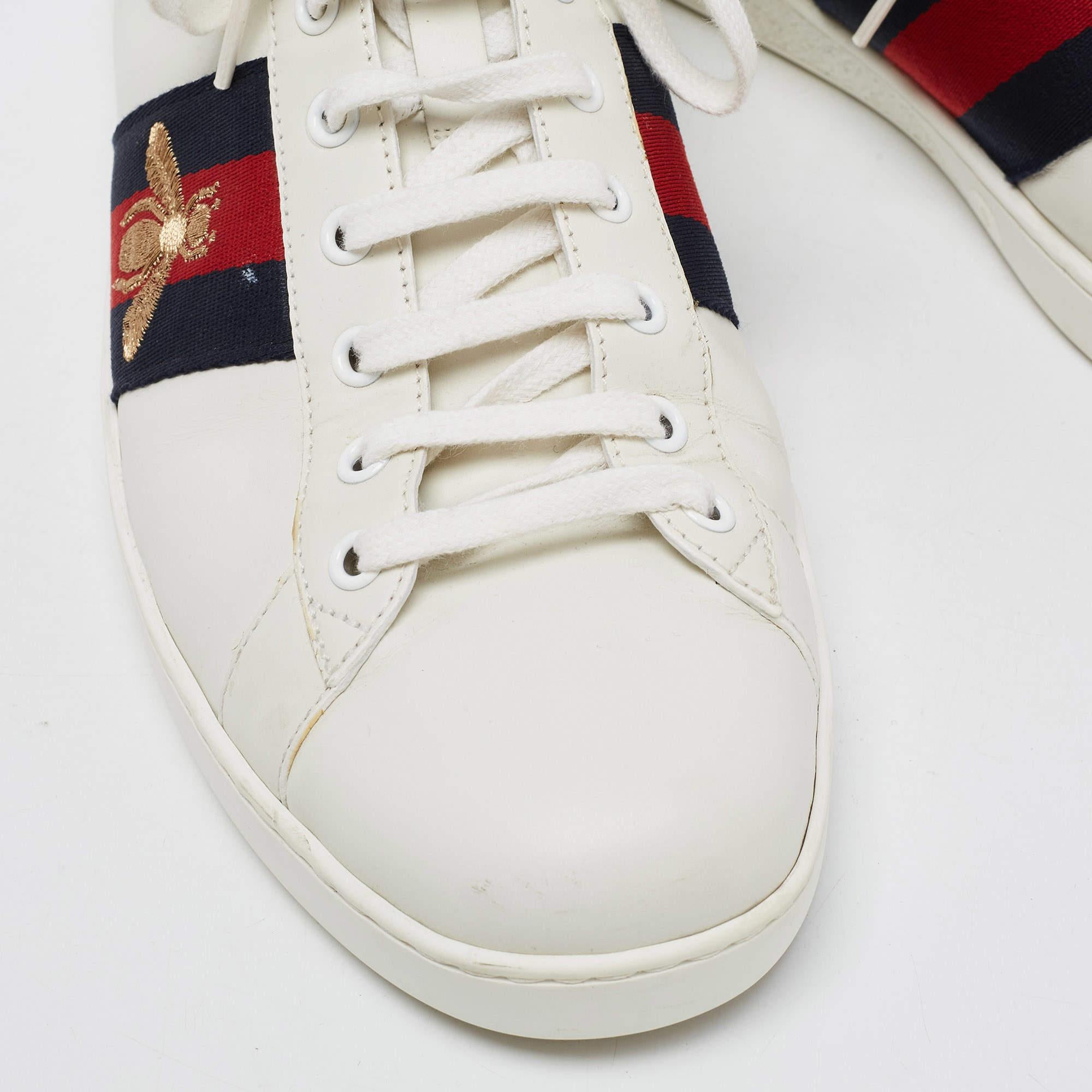 Gucci White Leather Web Ace High Top Sneakers Size 43 1