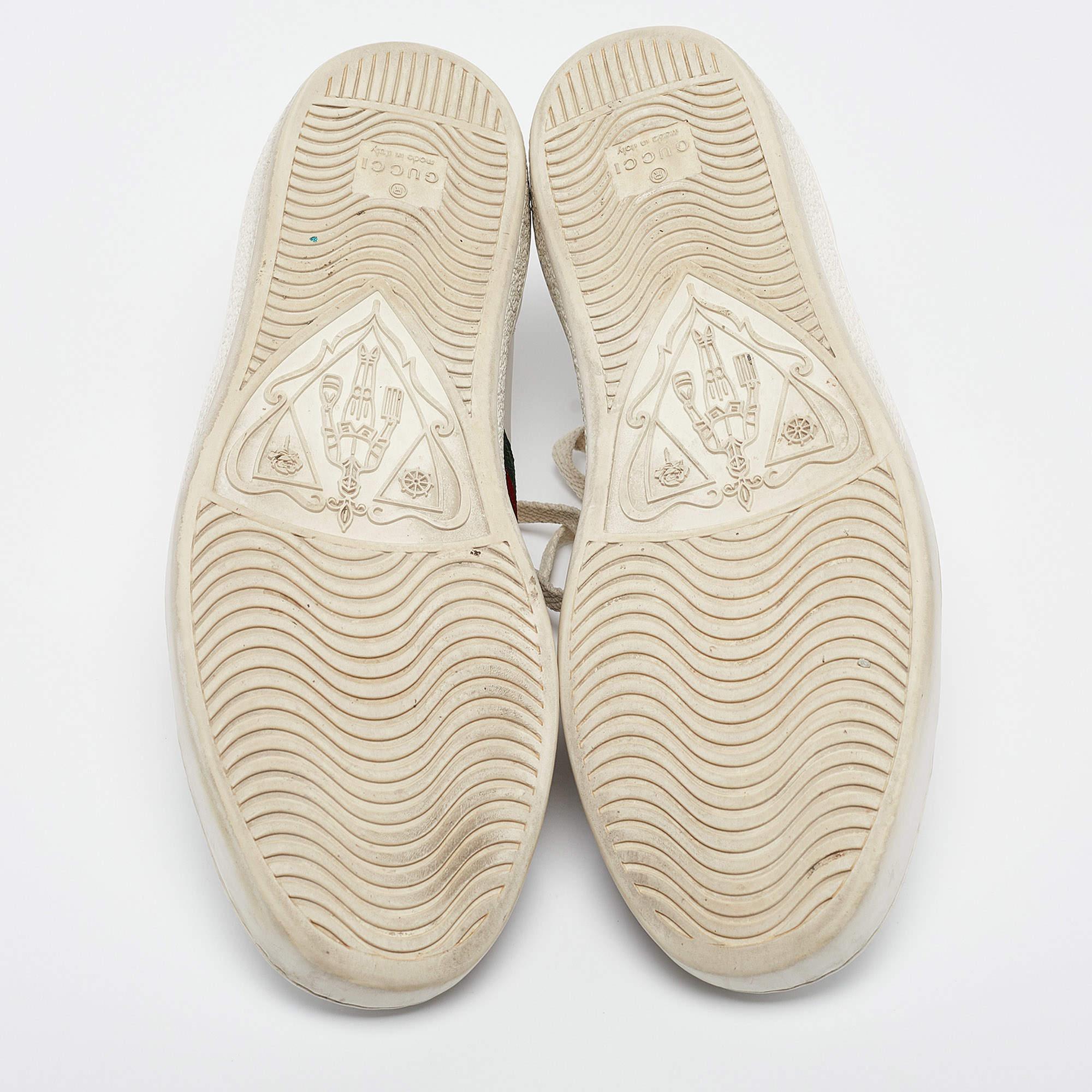 Gucci White Leather Web Ace Lace Up Sneakers Size 37.5 1
